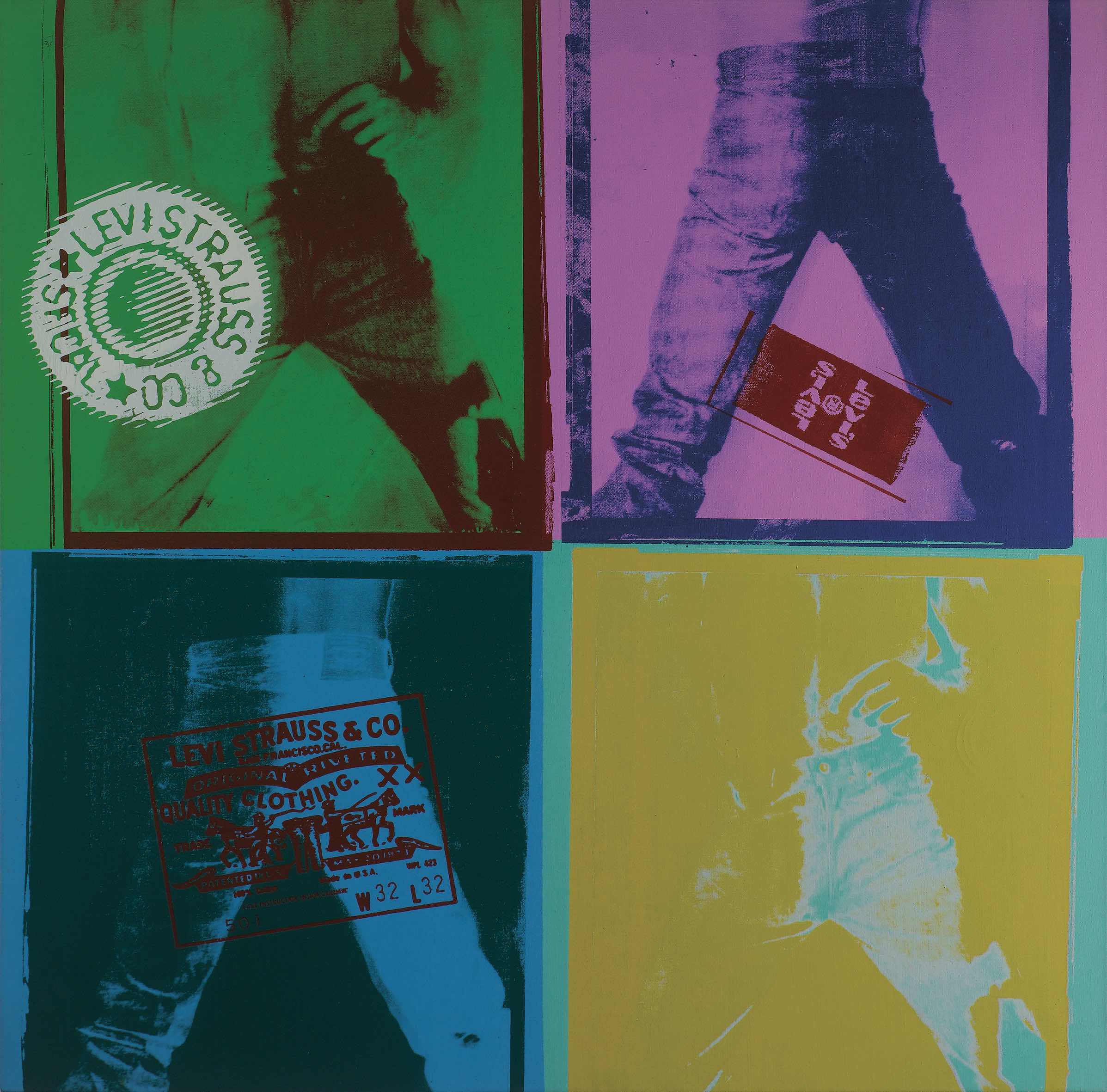 © Andy Warhol, Levi’s, 1984 - Serigrafia e polimeri su tela, 101x101x5 cm Collezione privata © The Andy Warhol Foundation for the Visual Arts Inc. by SIAE 2018 per A. Warhol