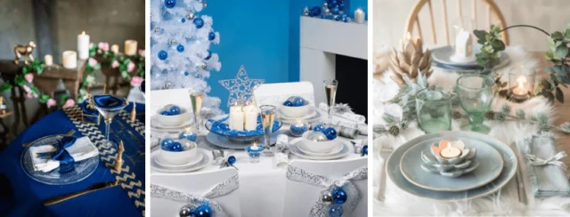 Un trionfo di blu per la tavola natalizia (Ph. by VegaooParty.it, PourFemme)