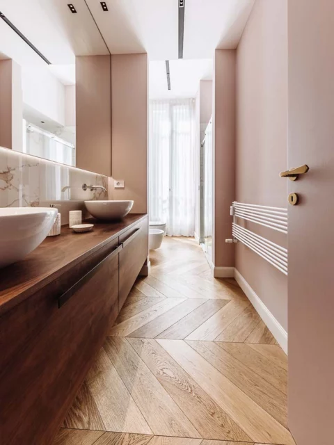 Progetto d'interni minimal soft a Torino. Il bagno